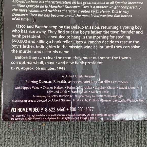 Cisco Kid Daring Caballero 1949 VHS 1994 Western Classics Black & White New - Picture 7 of 9